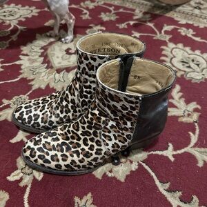 Stetson Leopard and Black Ankle Booties